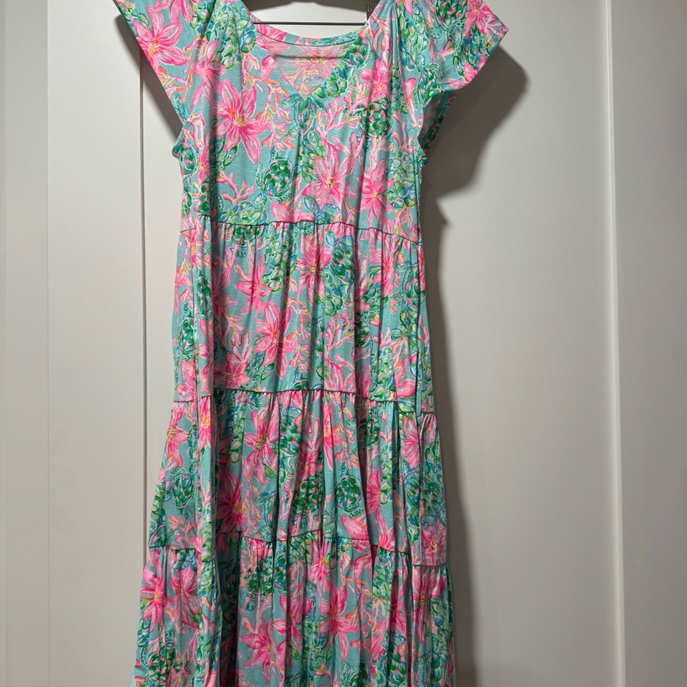 Lilly Pulitzer Kids Dress in Pink and Green Floral